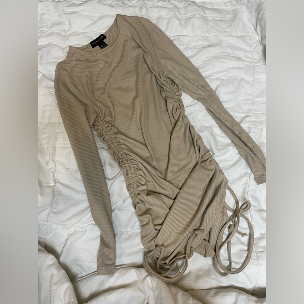 tan bodycon dress